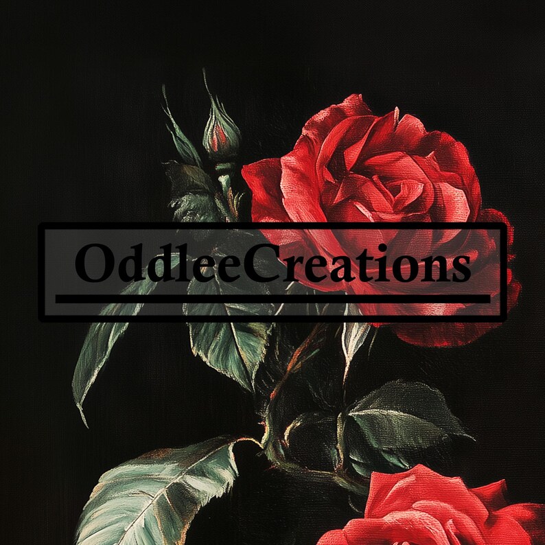 Dark Red Roses Printable Art | Digital Gothic Floral Wall Decor ...