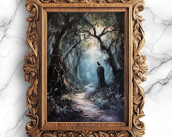 Eerie Forest Pathway Digital Art Printable Mystical Nature Scene Instant Download Wall Decor for Home or Office - SCE-34