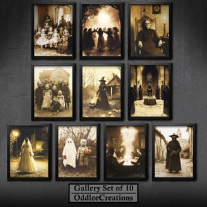Haunted Vintage Fotografie Set 10 druckbare Gothic Halloween Wandkunst Gruselige dunkle Antike Fotos für gruselige Dekoration - BNL-9