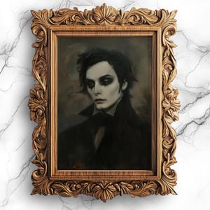 Gotisk digital konst: Oljemålning av ung vampyr - Perfekt väggdekor - Digital utskrivbar väggdekoration för hemmet - PRT-1