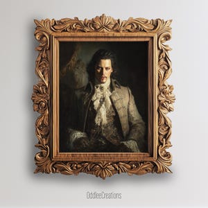 Handsome Vampire Gothic Wall Art Printable Male Portrait Oil Painting Dark Fantasy Digital Download for Bedroom Decor - PRT-150