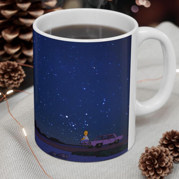 Homer Simpson Starry Night Coffee Mug, TV Show Fan Gift