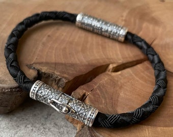 Silk bracelet “Psalm 90” orthodox silver bracelet gift for men christian bracelet with prayer greek orthodox bracelet 925 sterling silver