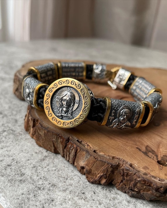 Christian Orthodox Icon Bracelet With Saints 925* Sterling Silver