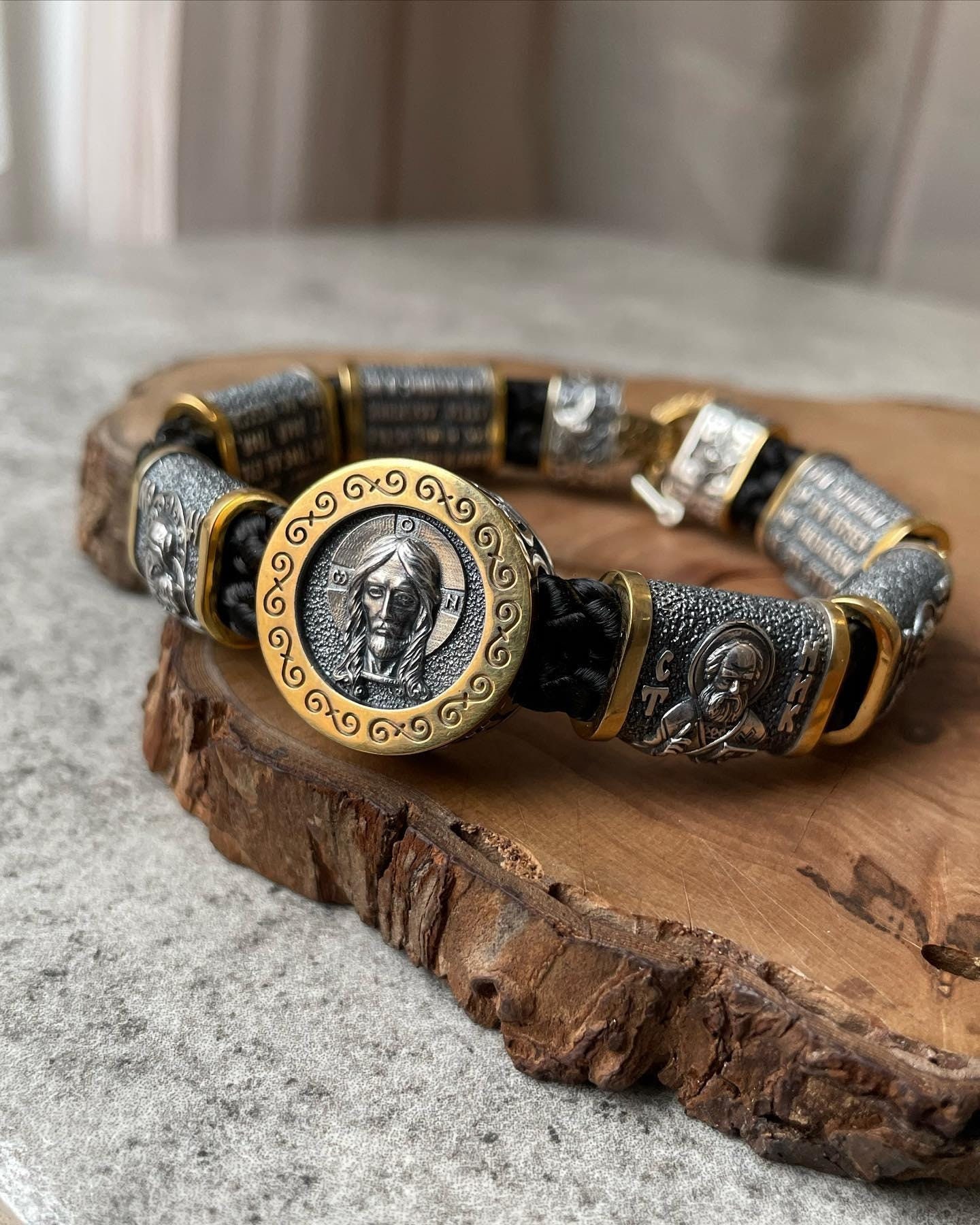 Christian Orthodox Icon Bracelet With Saints 925* Sterling Silver