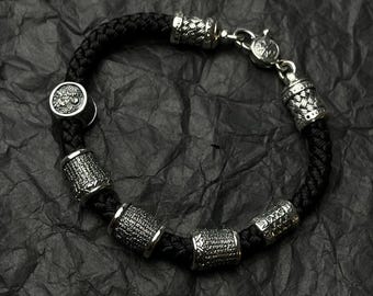 christian silver bracelet with charms orthodox jewerly religious bracelet Guardian Angel handmade 925* silver icon prayer bracelet mens gift