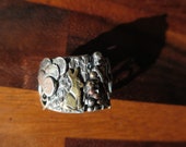Sterling Silver Brutalist Collage Ring size 5.5 US