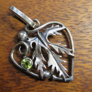 Sterling Silver Japanese Maple Leaf Pendant with Peridot