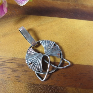 Sterling Silver Ginkgo Leaf Pendant: Brutalist Botanical Charm