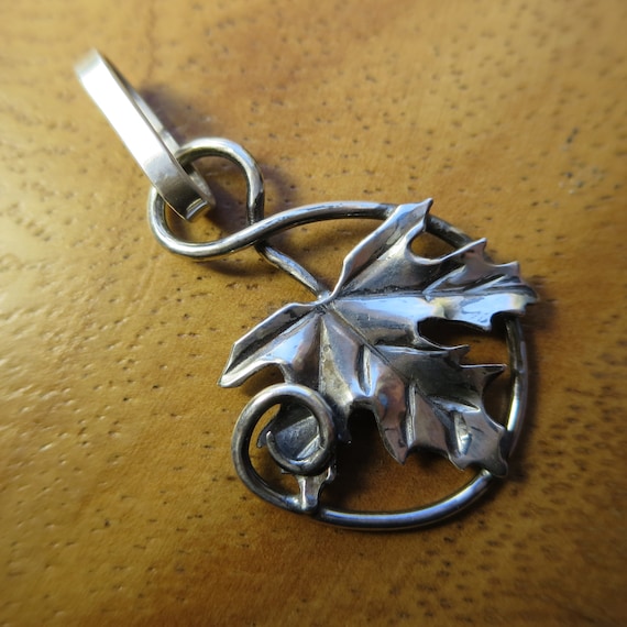 Blackened Sterling Silver Maple Leaf Pendant: Elven Style