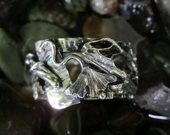 Anillo de collage brutalista de plata de ley
