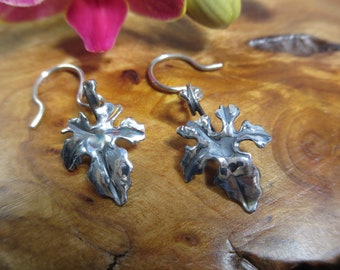 Pendientes de hoja de higuera de plata de ley: joyería botánica brutalista