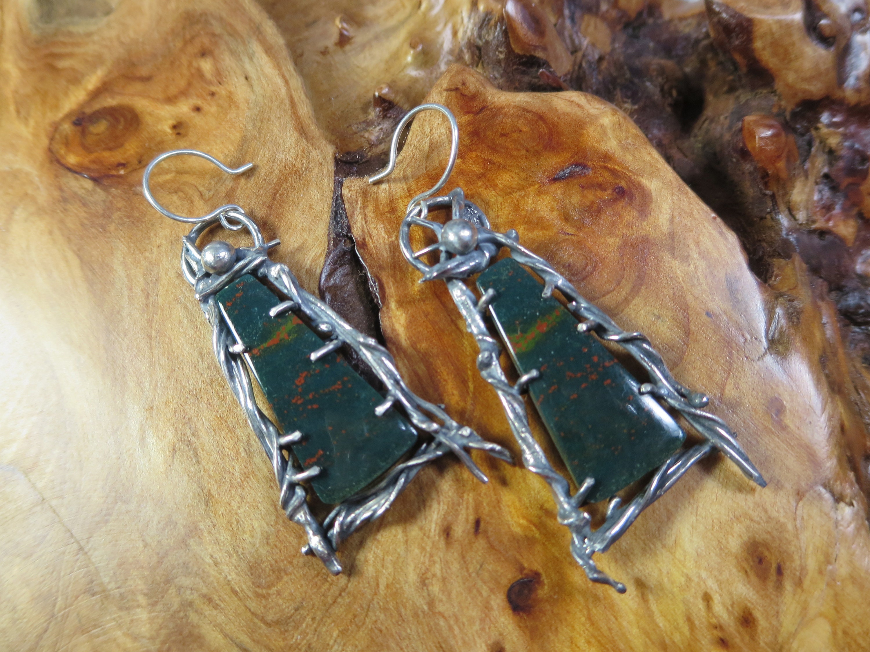 Blood Stone Sterling Silver Earrings main image 1