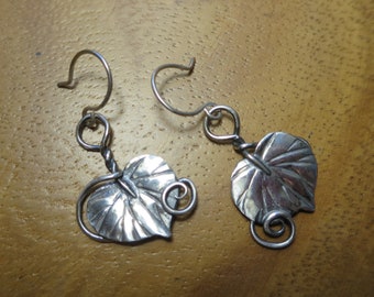 Sterling Silver Brutalist Medium Redbud and Spiral Earrings