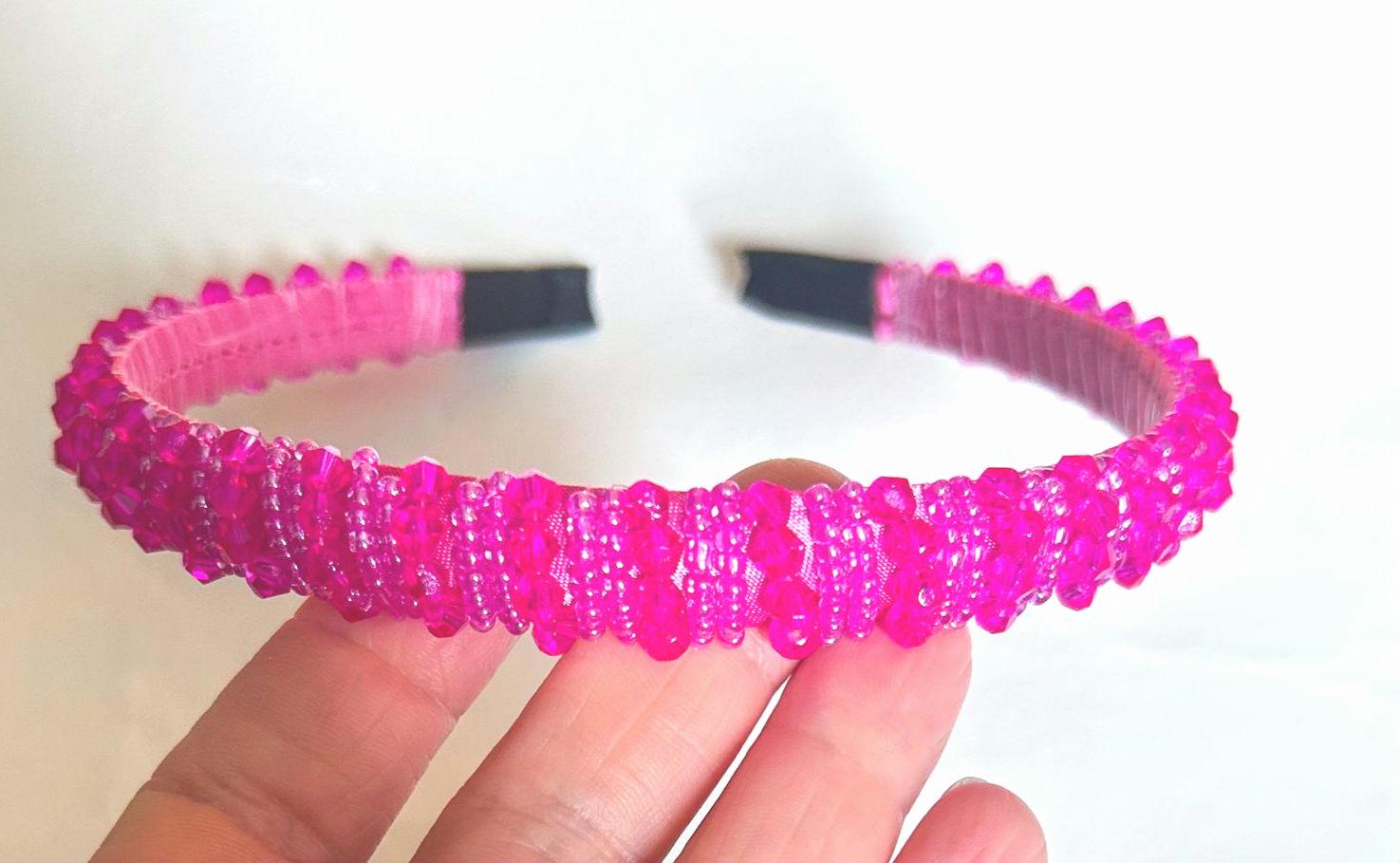 Beaded Headband Women Fuchsia - Etsy display picture 1