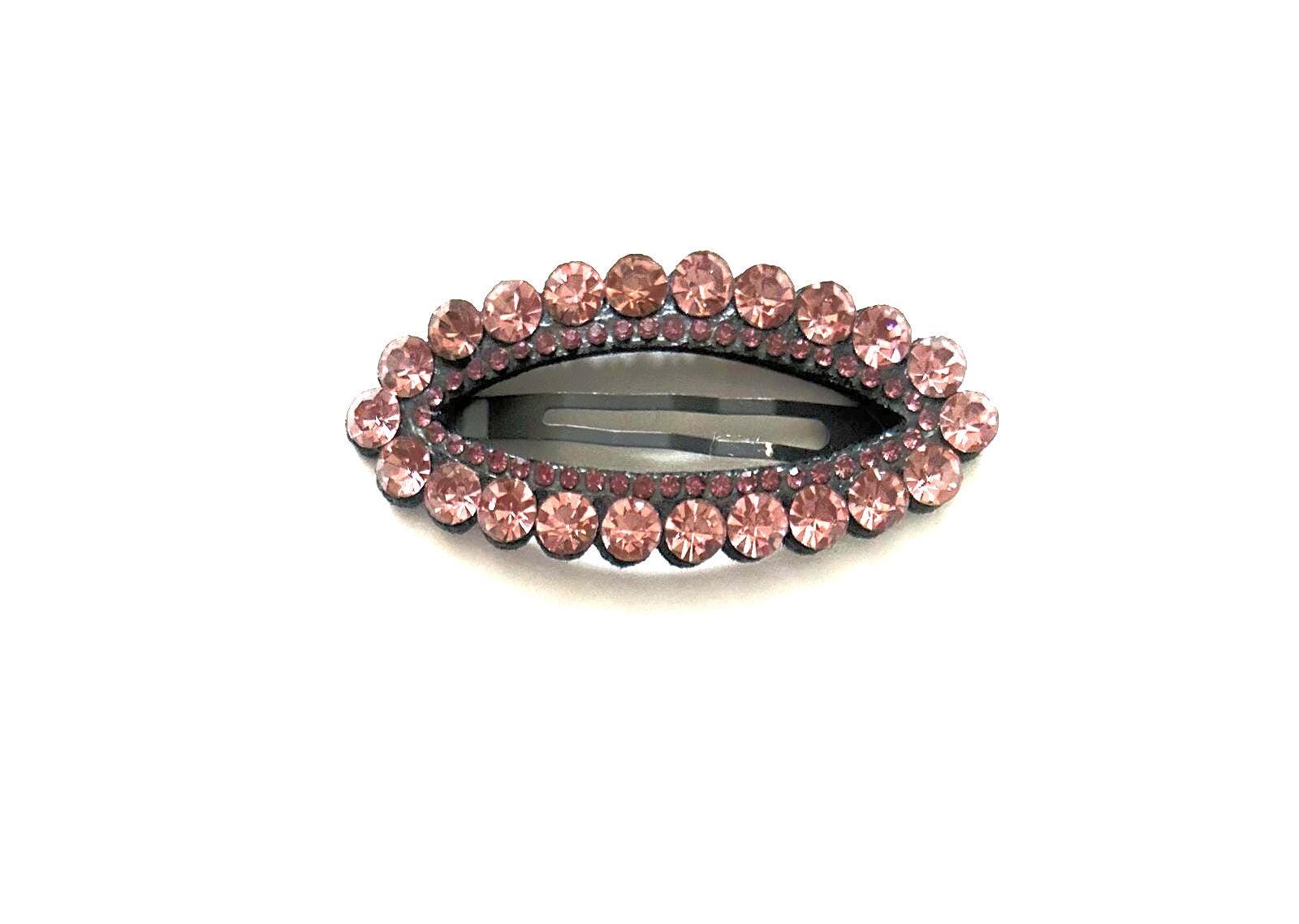 Crystal Oval Snap Hair Clips: Sparkly Prom Hair Accessories  display picture 2