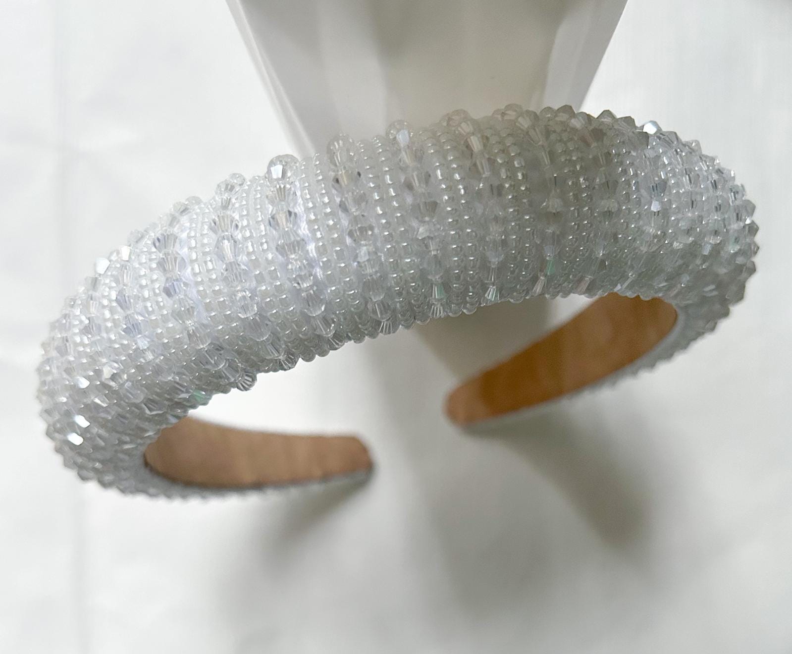 Beaded White & Multi Padded Hair Headband New Wecoe White Rhinestone Knotted Headband for Women - Sparkly  main image 4