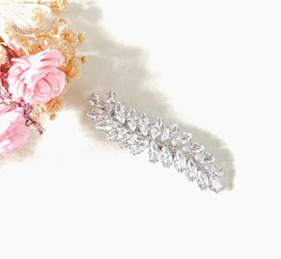 Silver Crystal Bridal Hair Clip: Sparkling Wedding Barrette  display picture 1