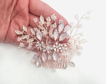 Pink Rhinestone Floral Hair Comb: Baby Bridal Bridal Baby Pink Hair Accessory