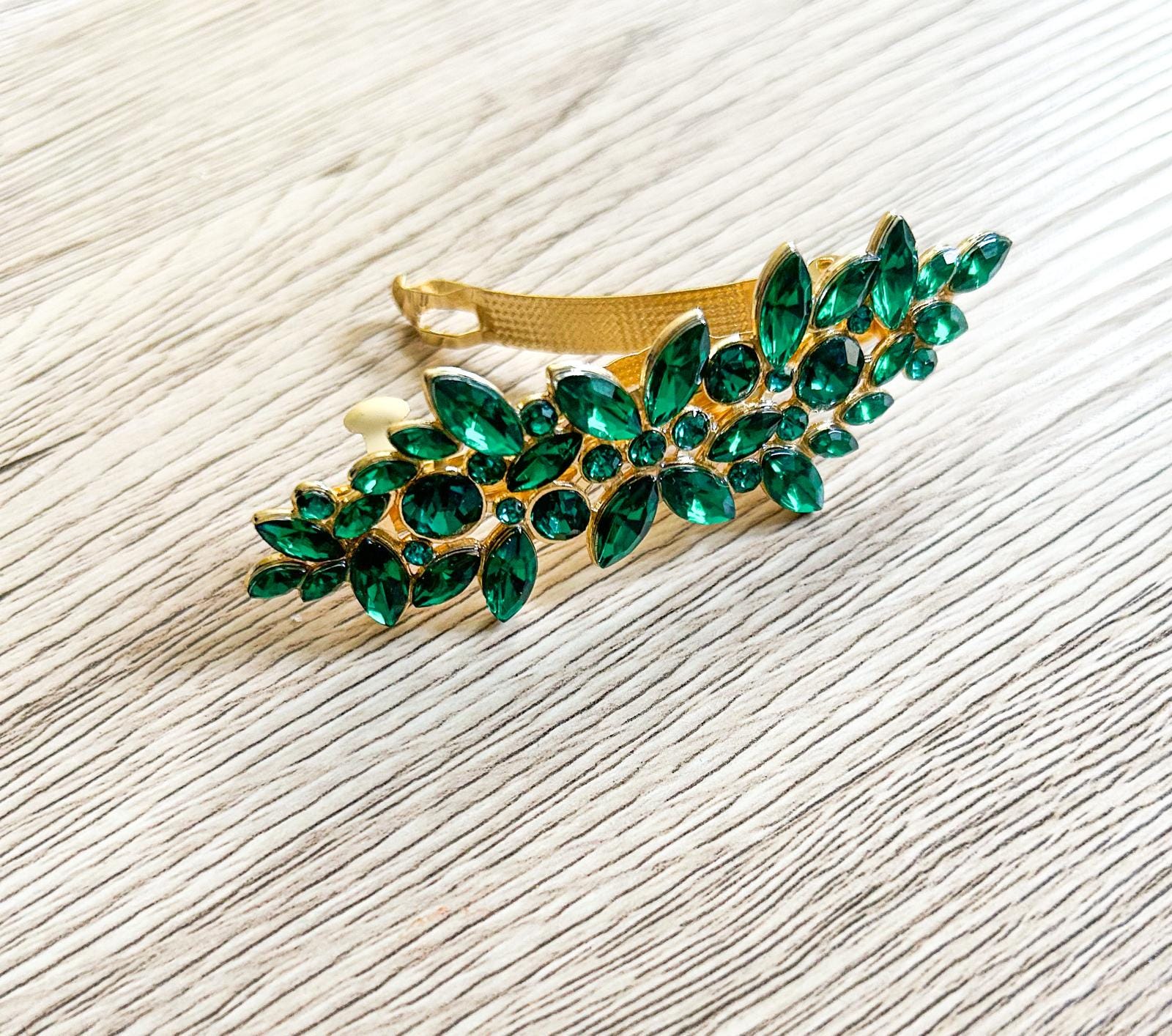 Green Crystal Barrette for Hair - Etsy display picture 2