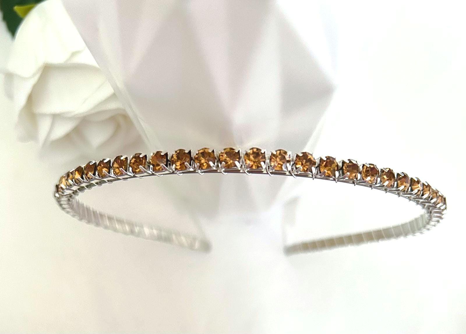 Champagne Crystal Embellished Headband: Bridal Hair  display picture 1