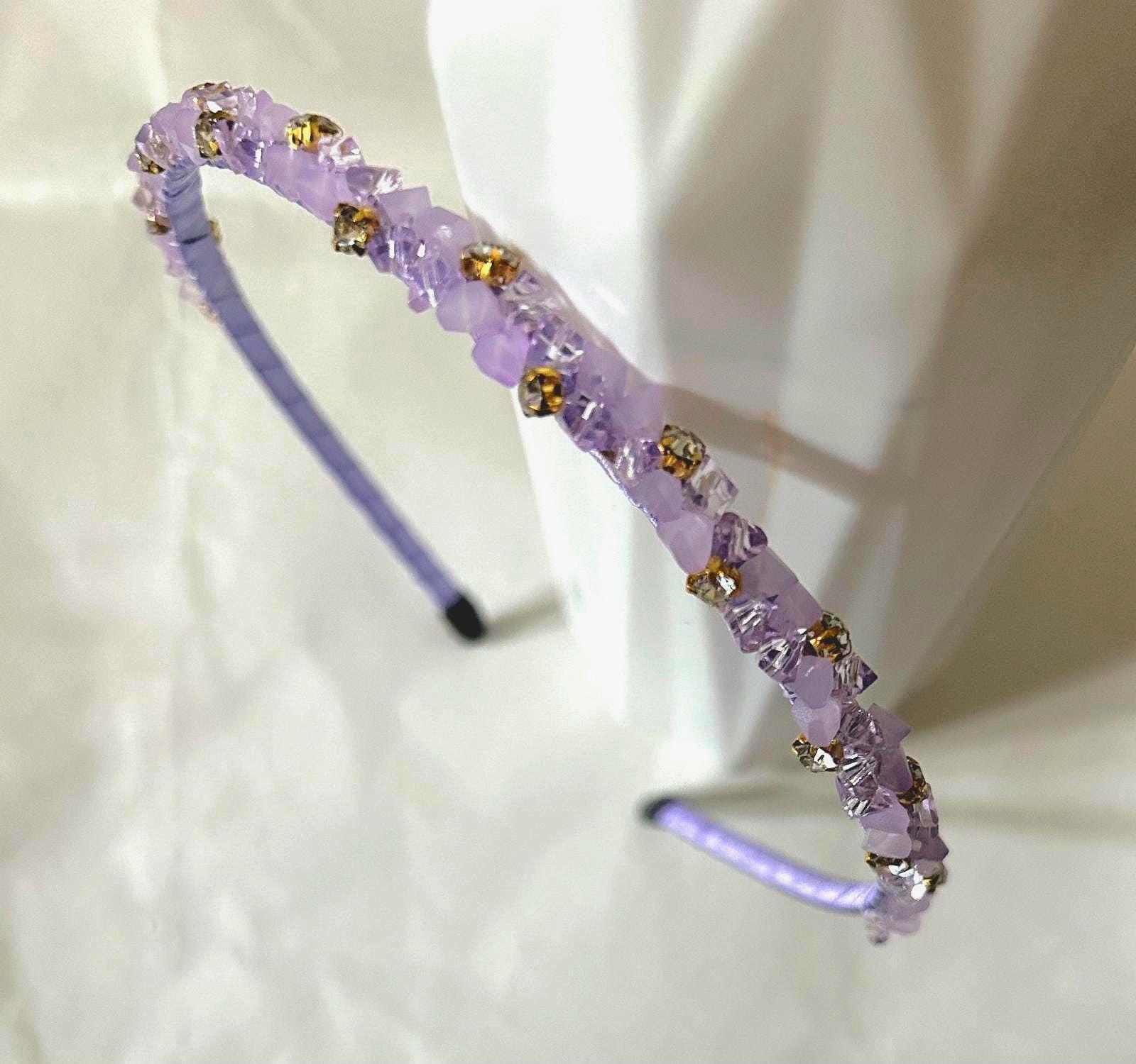 Lilac Crystal Rhinestone Headband Wedding Hair Accessory