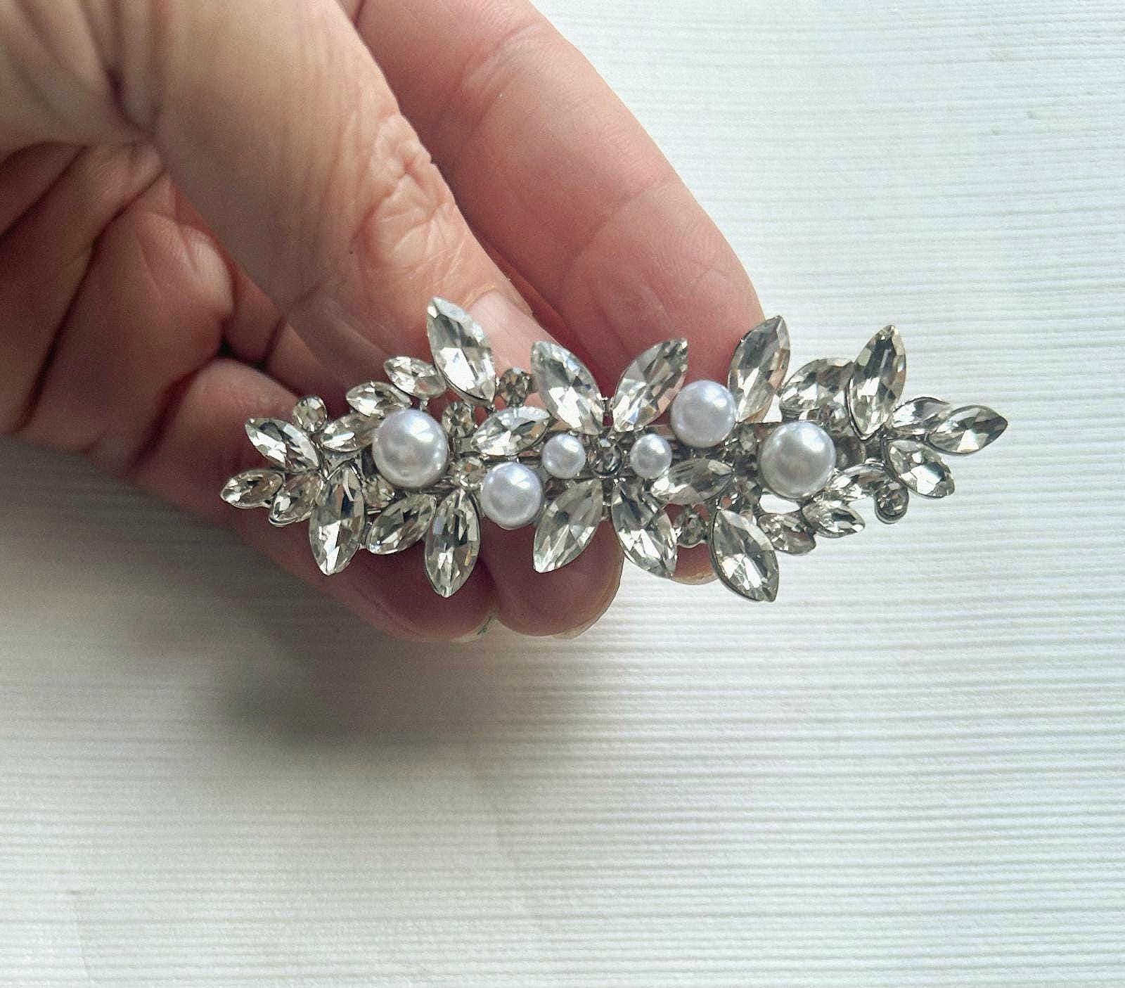 Rhinestone Pearl Flower Hair Clip Barrettes for Women Wedding Rhinestone Pearl Hair Clips Set - Elegant Crystal Barrettes  main image 2