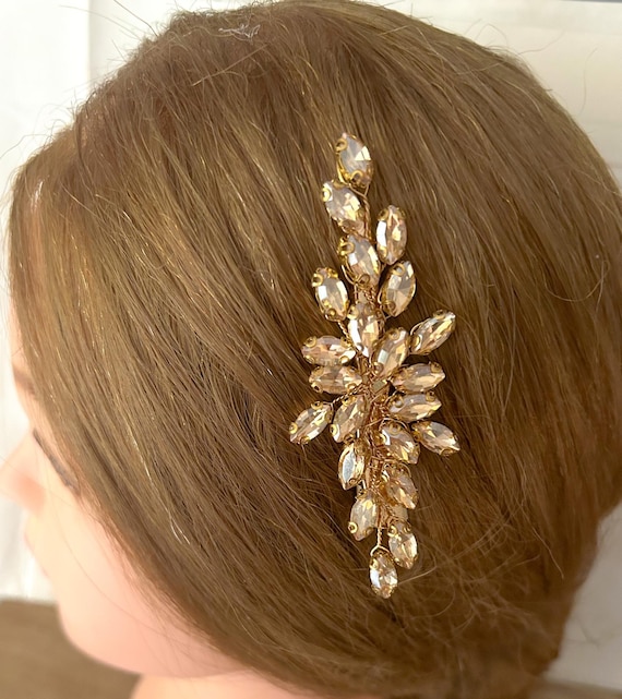 Champagne Rhinestone Alligator Hair Clip: Bridal Hair  display picture 1