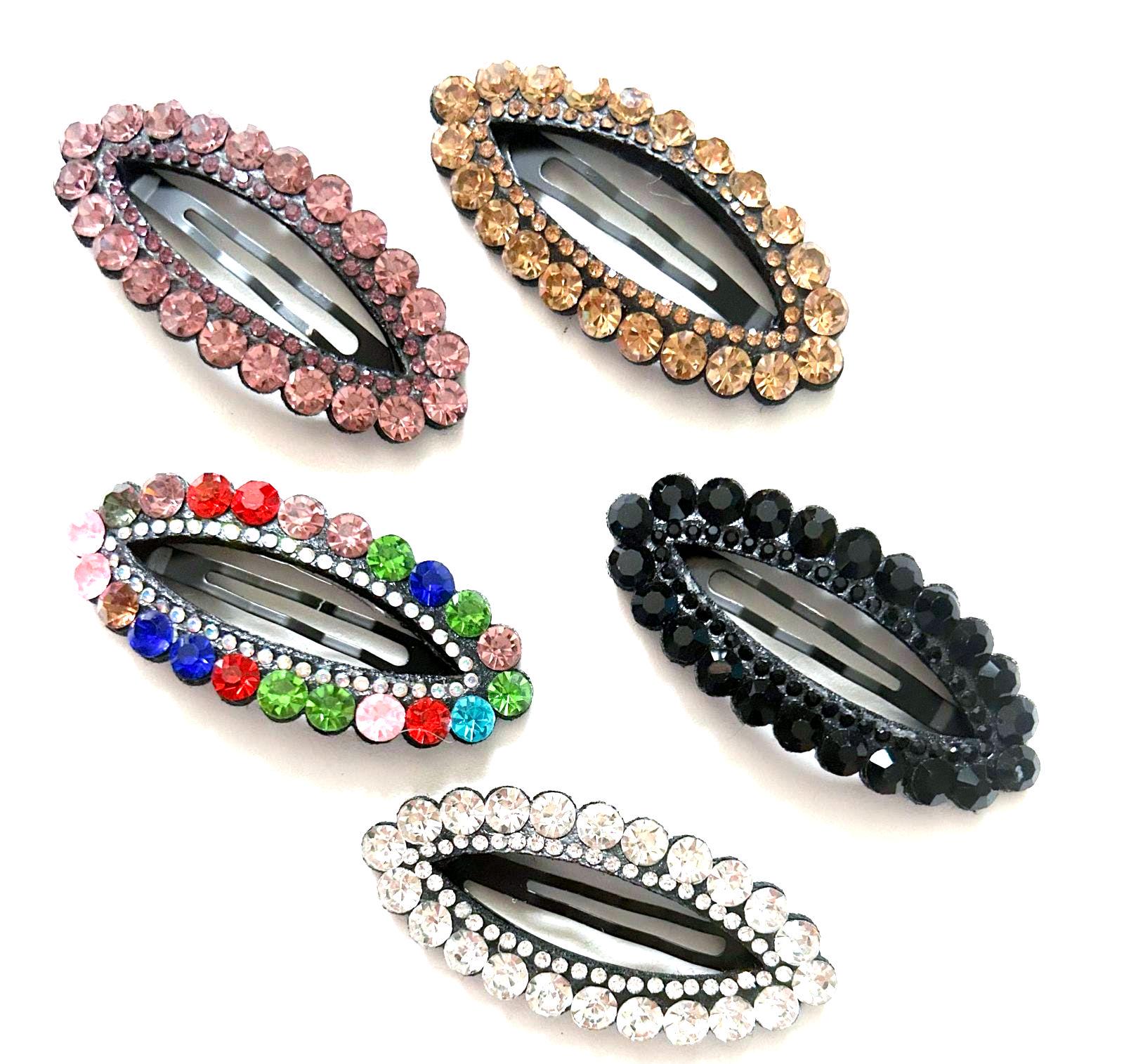 Crystal oval snap clips, Sparkly alligator hair clips, Women girls hairslides, Wedding prom side clips, Hair accessories, Gift idea