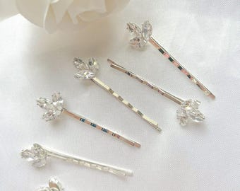 Silver Crystal Hairslides: Wedding Bridal Hair Accessories (Set of 2,4,6)