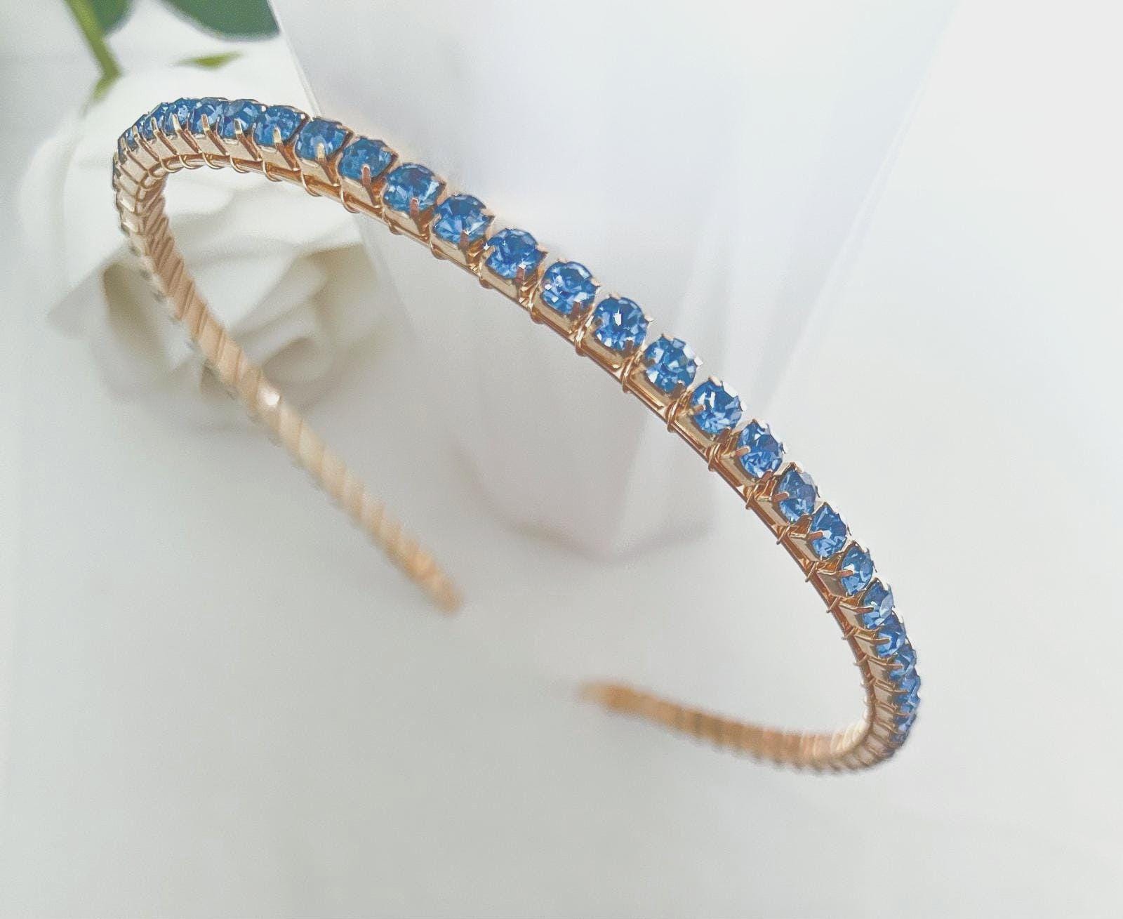 Crystal Embellished Headband: Baby Blue Bridal Hair  display picture 2
