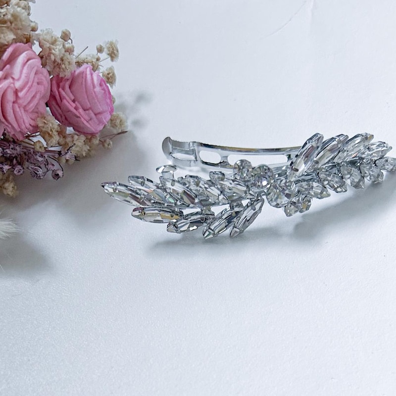 White - German Silver Hair Clip (Set of 2) 12