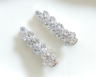Crystal Bridal Hair Clips: Silver Wedding Hair Slides (Set of 2)