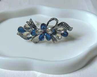 Elegant Midnight Blue Floral Hair Clip Amazon.com : xiangwenlan Elegant Rose Hair Clip, Navy Blue  main image 2