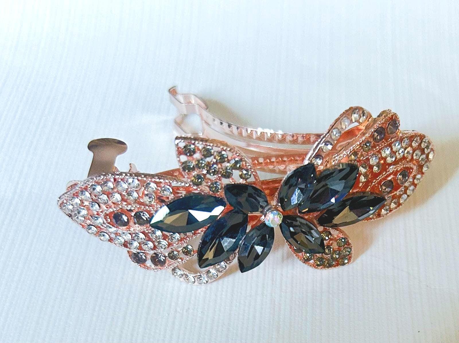 Beautiful Rose gold hair clip 4-Piece Rose Gold Bridal Hair Accessory Set - Rhinestone  main image 2