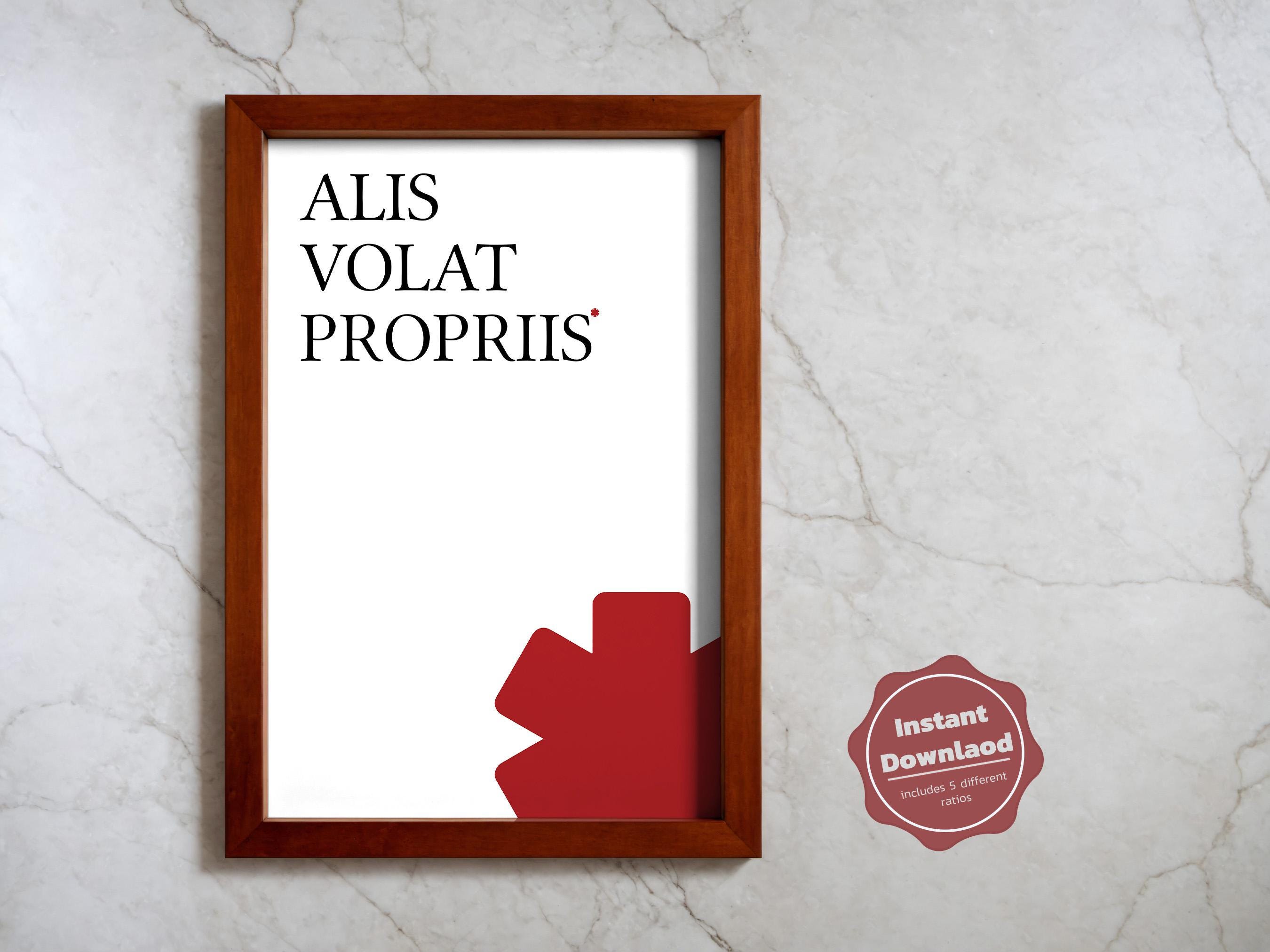 Alis Volat Propriis - She Flies With Her Own Wings - Latin Quote Wall Art Digital Download Minimalist Typography Inspirational Poster Print