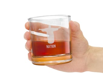 Vaso de whisky con diseño de Cristo Redentor y temática futbolística / Grabado, 300 ml
