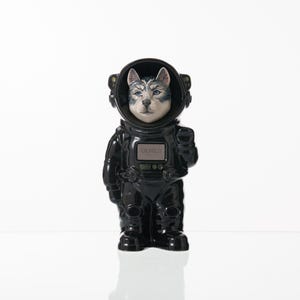 Hand Decorated Dog Cremation Urn - Black | Ceramic Handmade Figure