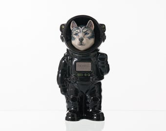 Hand Decorated Dog Cremation Urn - Black | Ceramic Handmade Figure