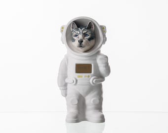 Hand Decorated Dog Cremation Urn - White Matte | Ceramic Handmade Figure