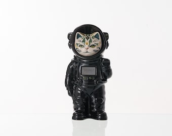 Hand Decorated Pet Cremation Urn - Black | Ceramic Handmade Figure