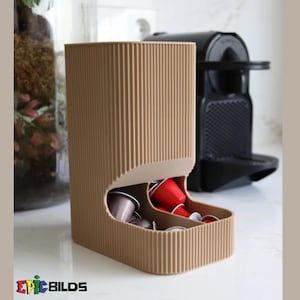 Coffee Capsule Holder | Modern Nespresso Pods | Minimalist Countertop Storage Rack | Two-Compartment Organizer