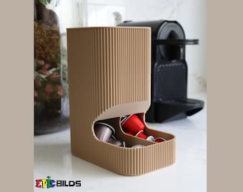 Coffee Capsule Holder | Modern Nespresso Pods | Minimalist Countertop Storage Rack | Two-Compartment Organizer