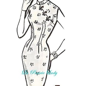Repro Vintage Pattern Chinese Sheath Dress later 1950s  No 7 on Printable PDF Bust 32-33