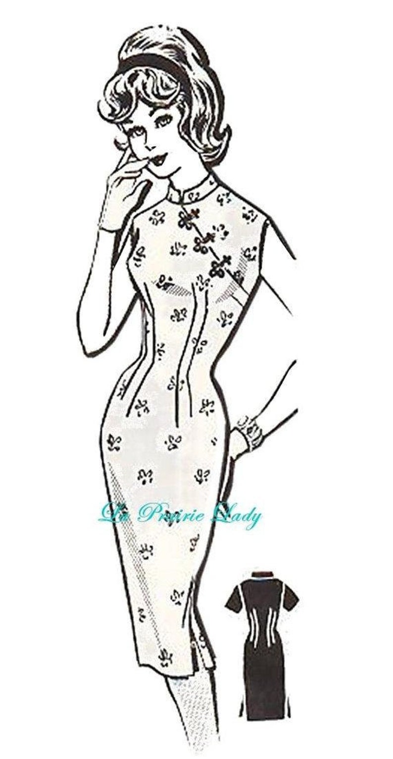 1950s Sewing Patterns | Dresses, Skirts, Tops, Mens Repro Vintage Pattern Chinese Sheath Dress later 1950s No 7 on Printable PDF Bust 32-33 $8.39 AT vintagedancer.com