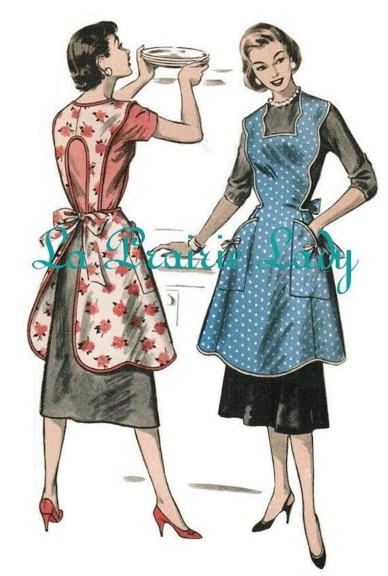 1950s Apron History: Tea Apron, Half Apron, Cobbler Apron Vintage Full Apron 50s PDF Pattern No 22 Available in M-L-XL $5.87 AT vintagedancer.com