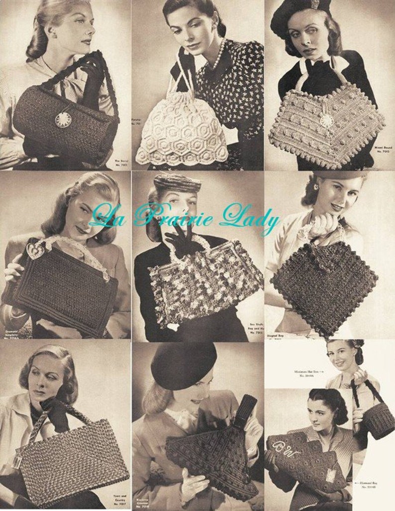 Vintage Quaker Smart Bags 40s Book Pattern Vol XVII pour Crochet 21 modèles sur PDF image 3