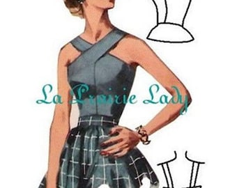 Repro Vintage Pattern Halter Top 50s No 6 Repro on Printable PDF Size B34