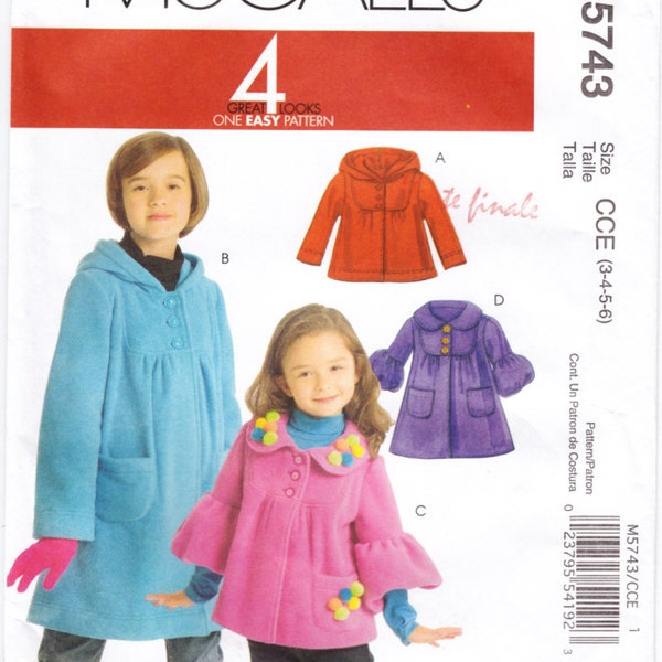 Pattern McCall's 5743 Children's Jacket - Coat Size 3-6 UNCUT