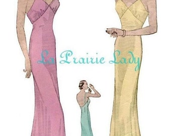 Repro Vintage Pattern Slip or Nightgown 30s No 3 on Printable PDF Sizes B32 and 34